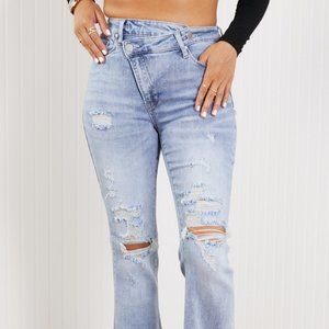 RISEN Valerie Full Size Crossover Flared Jeans